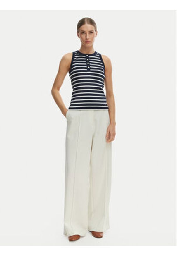 TOMMY HILFIGER - Tommy Hilfiger Top WW0WW49251 Granatowy Slim Fit. Kolor: niebieski. Materiał: bawełna