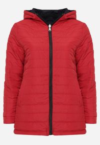 Born2be - Granatowo-Czerwona Przejściowa Kurtka Dwustronna o Kroju Parki z Pikowaniem Wewnątrz Zidelle. Typ kołnierza: kaptur. Kolor: niebieski. Materiał: poliester, jeans. Styl: sportowy #3