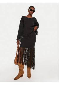 Munthe Sweter Tagillu 243161524376 Czarny Regular Fit. Kolor: czarny. Materiał: wiskoza #4