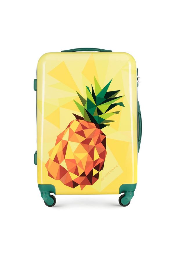 Wittchen - Średnia walizka z ABS-u z nadrukiem. Kolor: żółty. Materiał: guma. Wzór: nadruk. Styl: wakacyjny