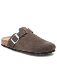 Klapki damskie Vinceza, klapki cholewka ze skóry naturalnej zamszowej wsuwany fason zabudowany przód, brązowe, 101332. Okazja: na co dzień. Kolor: brązowy. Materiał: skóra, zamsz. Sezon: lato. Styl: elegancki, klasyczny, casual #1