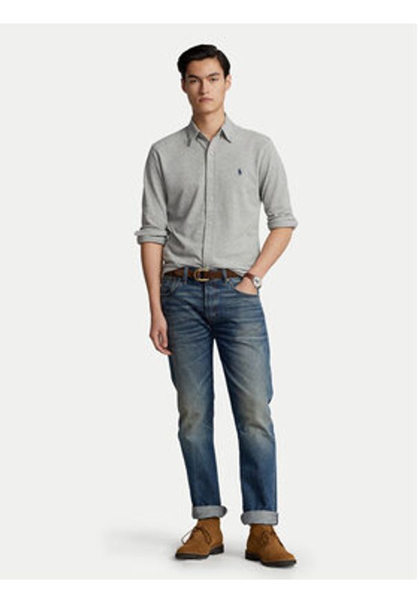 Polo Ralph Lauren Koszula 710654408 Szary Regular Fit. Typ kołnierza: polo. Kolor: szary. Materiał: bawełna