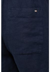 TOMMY HILFIGER - Tommy Hilfiger szorty lniane kolor granatowy gładkie high waist. Stan: podwyższony. Kolor: niebieski. Materiał: len. Wzór: gładki #4