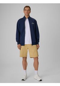 4f - 4F Bluza dresowa regular bez kaptura męska - granatowa XL. Okazja: na co dzień, na spacer. Typ kołnierza: bez kaptura. Kolor: niebieski. Materiał: dresówka. Długość: długie. Wzór: gładki. Styl: casual #2