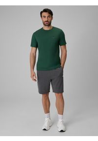 4f - 4F T-shirt regular gładki męski - zielony S. Okazja: na co dzień, na spacer. Kolor: zielony. Materiał: materiał. Wzór: gładki. Styl: casual #2