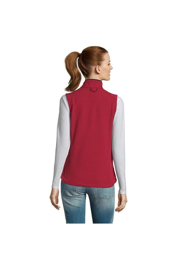 SOL'S - Damska Kamizelka Bez Rękawów Rallye Softshell. Kolor: czerwony. Materiał: softshell. Długość rękawa: bez rękawów. Sport: turystyka piesza