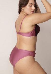 Born2be - Fioletowe Bikini Biustonosz i Figi z Ozdobnym Marszczeniem i Aplikacją Periete. Kolor: fioletowy. Wzór: aplikacja #3