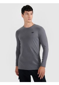 4f - 4F Longsleeve slim gładki męski - szary S. Kolor: szary. Materiał: materiał. Długość rękawa: długi rękaw. Długość: długie. Wzór: gładki #1