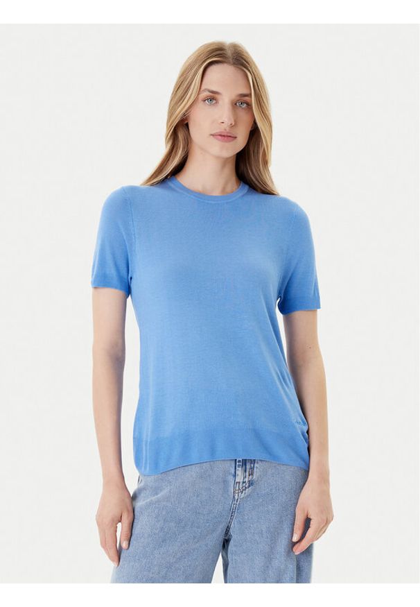 Calvin Klein Sweter LV044A307G Szary Regular Fit. Kolor: szary. Materiał: wiskoza