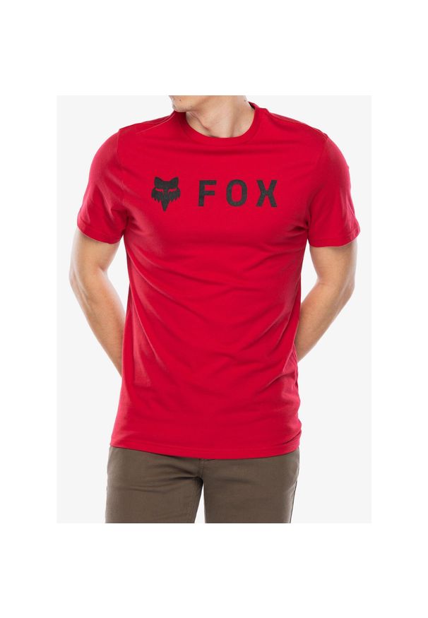 FOX - Koszulka bawełniana męska Fox Absolute SS Prem Tee. Kolor: czerwony. Materiał: bawełna