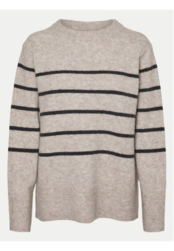 Vero Moda Sweter Flawless 10320487 Beżowy Loose Fit. Kolor: beżowy. Materiał: syntetyk