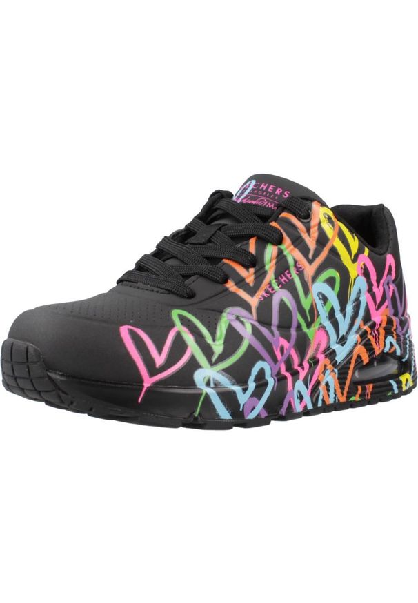 skechers - Buty do chodzenia damskie Skechers Uno Highlight Lovei. Zapięcie: sznurówki. Kolor: czarny. Materiał: materiał, syntetyk. Szerokość cholewki: normalna. Sport: turystyka piesza