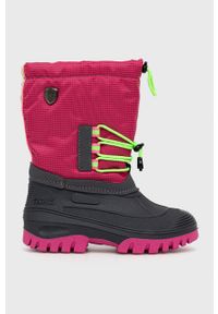 CMP Śniegowce dziecięce Ahto kolor różowy. Nosek buta: okrągły. Kolor: różowy. Materiał: guma