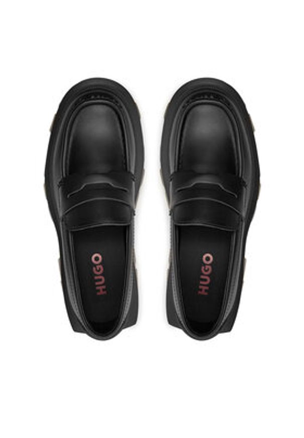 Hugo Loafersy Fabyan 50523315 Czarny. Kolor: czarny. Materiał: skóra