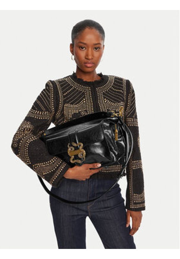 Just Cavalli Torebka 79RA4BX3 ZS969 Czarny. Kolor: czarny. Materiał: skórzane