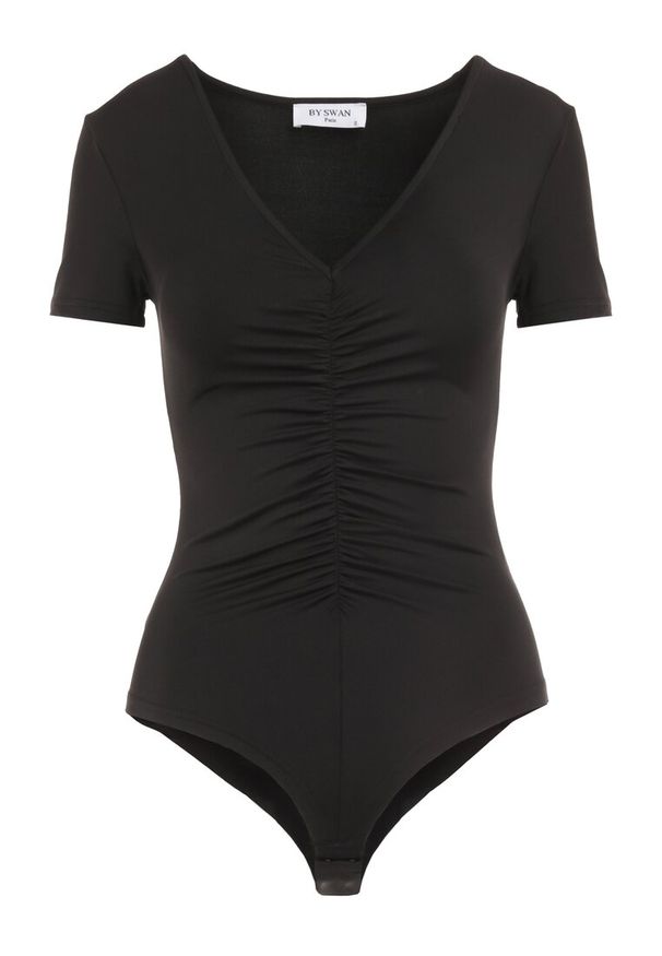 Born2be - Czarne Body Cilinca. Kolor: czarny. Materiał: dzianina. Długość rękawa: krótki rękaw. Długość: krótkie. Wzór: kolorowy, jednolity. Styl: elegancki