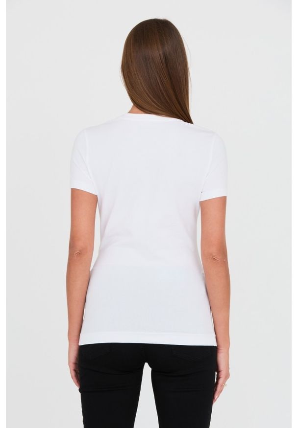 Guess - GUESS Biały damski t-shirt bawełniany Stones Logo Tee, Rozmiar L. Kolor: biały. Materiał: bawełna