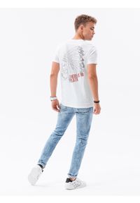 Ombre Clothing - T-shirt męski z nadrukiem - biały V1 - Rozmiar: XXL. Kolor: biały. Materiał: bawełna. Wzór: nadruk #1