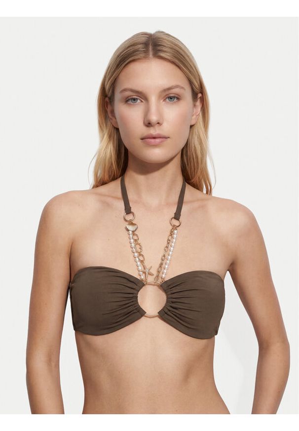 Guess Góra od bikini E6GJ01 KF412 Brązowy. Kolor: brązowy. Materiał: syntetyk