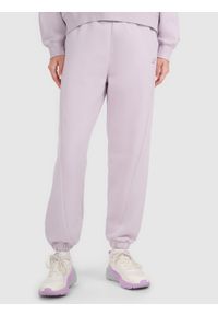4f - 4F Spodnie dresowe joggery damskie - fioletowe XXL. Kolor: fioletowy. Materiał: dresówka. Wzór: ze splotem, gładki #2