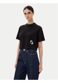 Karl Lagerfeld Jeans T-Shirt A2W17076 Czarny Cropped Fit. Kolor: czarny. Materiał: syntetyk