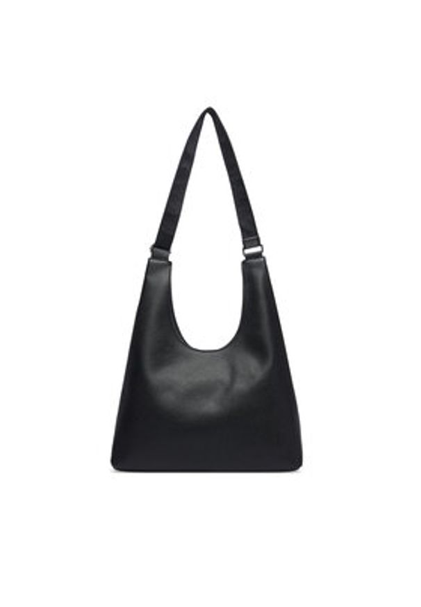Calvin Klein Torebka Webbing Adj Strap Large Shoulder LV04F3643G Czarny. Kolor: czarny. Materiał: skórzane