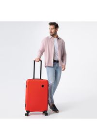 Wittchen - Średnia walizka z ABS-u w ukośne paski czerwona. Kolor: czerwony. Materiał: guma. Wzór: paski. Styl: elegancki #9