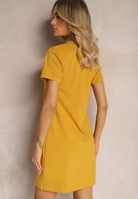 Renee - Żółta T-shirtowa Sukienka Sportowo-Casualowa z Elastycznej Bawełny Starlin. Okazja: na co dzień. Kolor: żółty. Materiał: bawełna. Wzór: kolorowy. Typ sukienki: sportowe. Styl: sportowy, casual #4