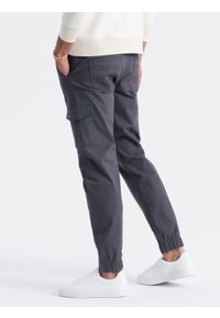 Ombre Clothing - Spodnie męskie JOGGERY z zapinanymi kieszeniami cargo - grafitowe V3 OM-PAJO-0123 - XXL. Okazja: na co dzień. Kolor: szary. Materiał: bawełna, elastan. Sezon: lato. Styl: klasyczny, sportowy, casual #5