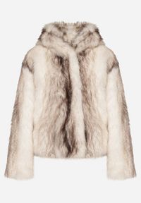 Born2be - Jasnobeżowa Futrzana Kurtka z Nieodpinanym Kapturem Tusarea. Kolor: beżowy. Materiał: futro. Styl: elegancki #6