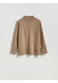 Reserved - Sweter z domieszką wełny - brązowy. Kolor: brązowy. Materiał: wełna