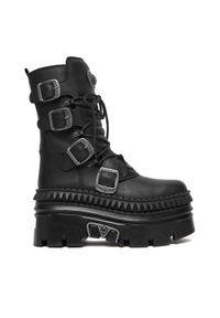 NEW ROCK Trzewiki M-WALL373-S15 Czarny. Kolor: czarny. Materiał: skóra. Styl: rockowy #1