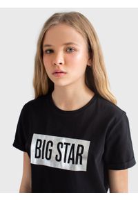 Big-Star - Koszulka dziewczęca z dużym nadrukiem z logo BIG STAR czarna Oneidaska 906. Kolor: czarny. Materiał: jeans, bawełna, dzianina. Wzór: nadruk. Styl: wakacyjny #2