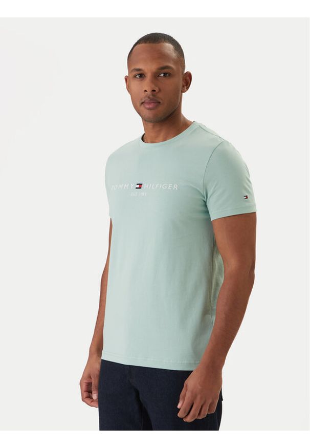 TOMMY HILFIGER - Tommy Hilfiger T-Shirt Logo MW0MW11797 Zielony Regular Fit. Kolor: zielony. Materiał: bawełna