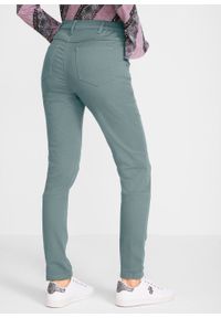 Spodnie "superstretch" z wygodnym paskiem Slim Fit bonprix zielony eukaliptusowy. Okazja: na co dzień. Kolor: zielony. Materiał: bawełna, poliester, elastan, wiskoza, materiał, lyocell. Styl: casual #4