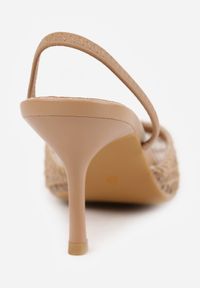 Born2be - Ciemnobeżowe Szpilki VICES z Siateczkową Cholewką Idahpeia. Nosek buta: otwarty. Kolor: beżowy. Materiał: skóra, materiał. Szerokość cholewki: normalna. Sezon: lato. Obcas: na szpilce. Styl: klasyczny. Wysokość obcasa: średni #6