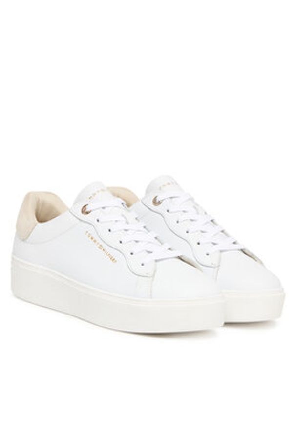 TOMMY HILFIGER - Tommy Hilfiger Sneakersy Chic Platform Cupsole Sneaker FW0FW09021 Biały. Kolor: biały. Materiał: skóra. Obcas: na platformie
