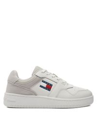 Tommy Jeans Sneakersy Retro Basket Mix Media EN0EN02653 Biały. Kolor: biały. Materiał: skóra