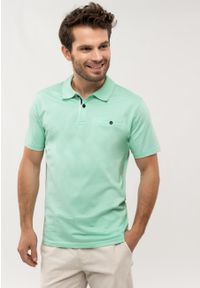 Volcano - Klasyczna polówka O-MARON. Okazja: na co dzień. Typ kołnierza: kołnierzyk klasyczny, polo. Kolor: miętowy. Materiał: prążkowany, dzianina, bawełna, materiał. Styl: klasyczny #1