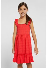 Mayoral sukienka dziecięca kolor czerwony mini rozkloszowana. Kolor: czerwony. Długość rękawa: na ramiączkach. Typ sukienki: rozkloszowane. Długość: mini