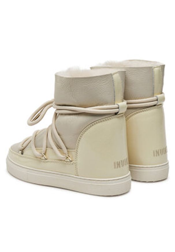 Inuikii Śniegowce Gloss Wedge 75203-007 Écru. Kolor: kremowy. Materiał: skóra