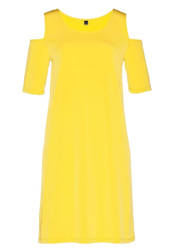 Sukienka cold-shoulder bonprix żółty. Kolor: żółty. Styl: elegancki