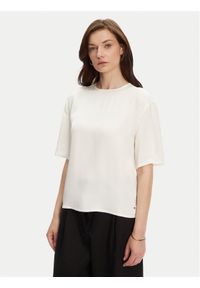 TOMMY HILFIGER - Tommy Hilfiger T-Shirt WW0WW45900 Écru Relaxed Fit. Materiał: wiskoza