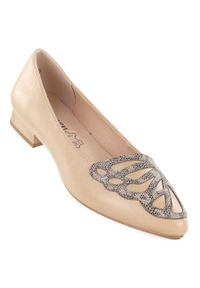 Półbuty damskie beżowe M.Daszyński SA201A-2. Kolor: beżowy. Materiał: skóra ekologiczna. Styl: elegancki #1