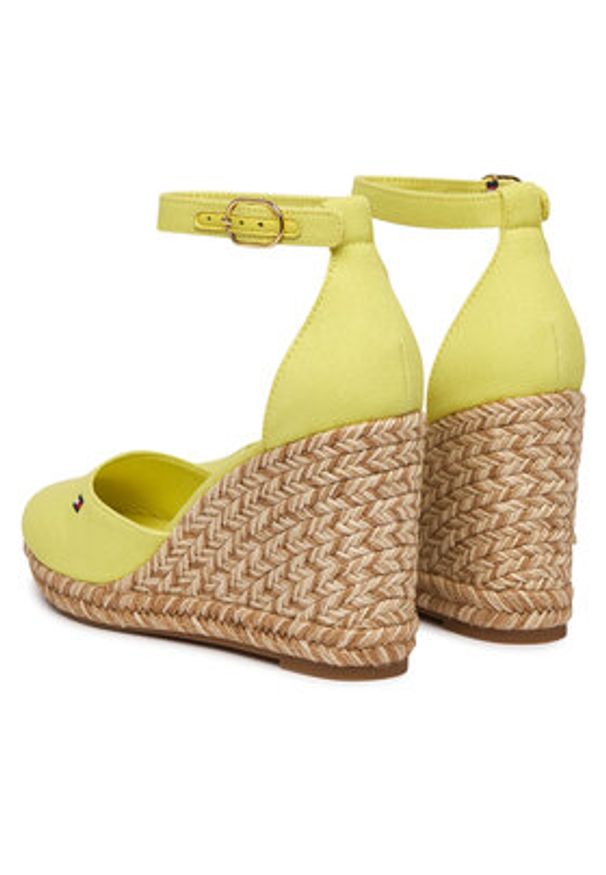 TOMMY HILFIGER - Tommy Hilfiger Espadryle Flag High Wedge Espad Closed Toe FW0FW09225 Żółty. Kolor: żółty. Materiał: materiał