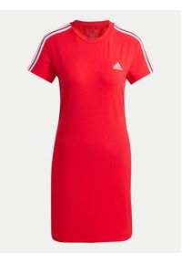 Adidas - adidas Sukienka codzienna Essentials 3-Stripes IY4245 Czerwony Slim Fit. Okazja: na co dzień. Kolor: czerwony. Materiał: bawełna. Typ sukienki: proste. Styl: casual