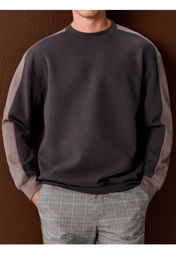 Sinsay - Bluza crewneck z lampasami - szary. Kolor: szary