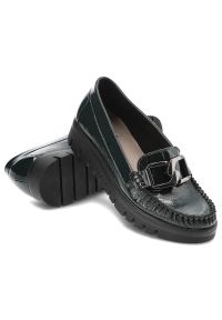 Zielone Półbuty Lemar Damskie Eleganckie Obuwie. Okazja: na co dzień, do pracy. Kolor: zielony. Materiał: jeans, skóra. Styl: elegancki #3