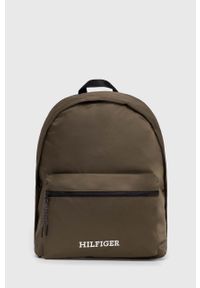 TOMMY HILFIGER - Tommy Hilfiger plecak męski kolor zielony duży z nadrukiem. Kolor: zielony. Materiał: poliester. Wzór: nadruk