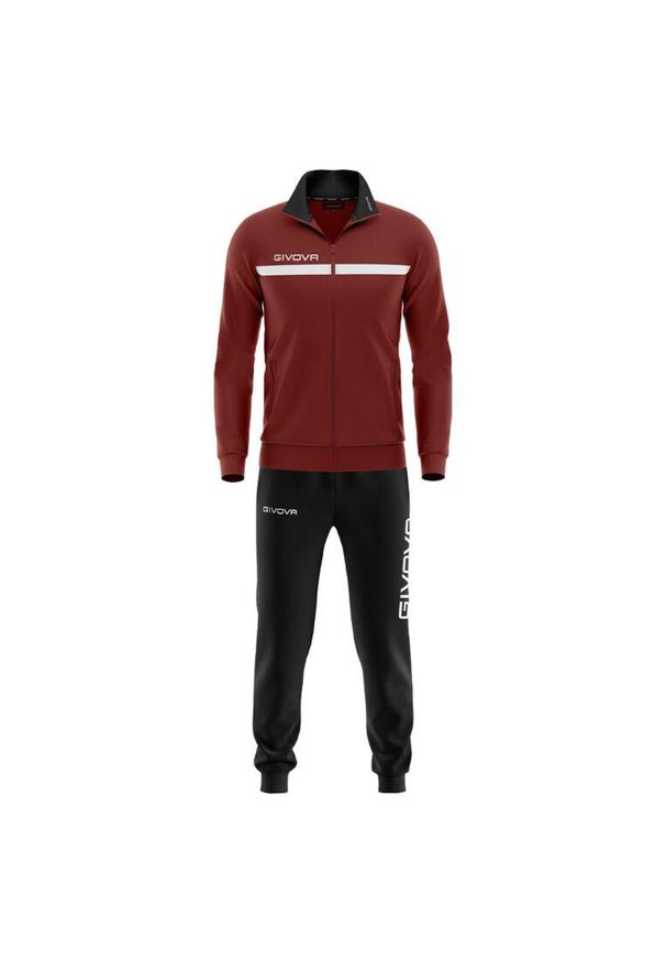 Givova Tuta Full Zip Sportset dla mężczyzn. Kolor: czerwony, wielokolorowy, czarny, brązowy. Materiał: dresówka, polar